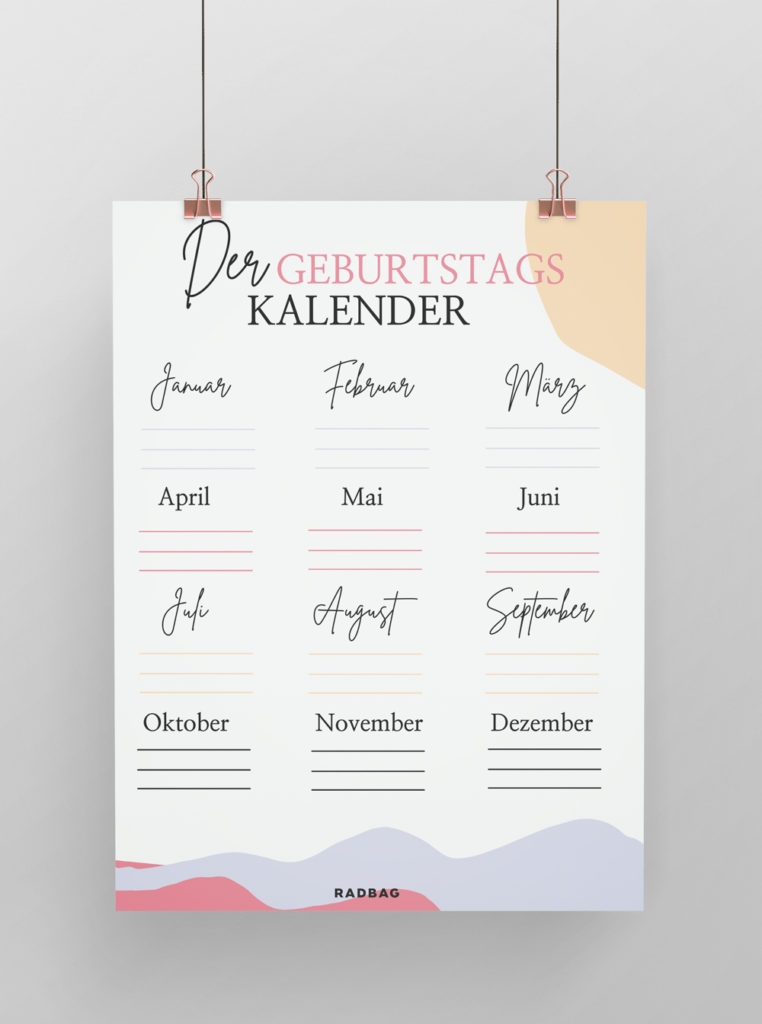 3 Geburtstagskalender zum Ausdrucken (Free Printable)