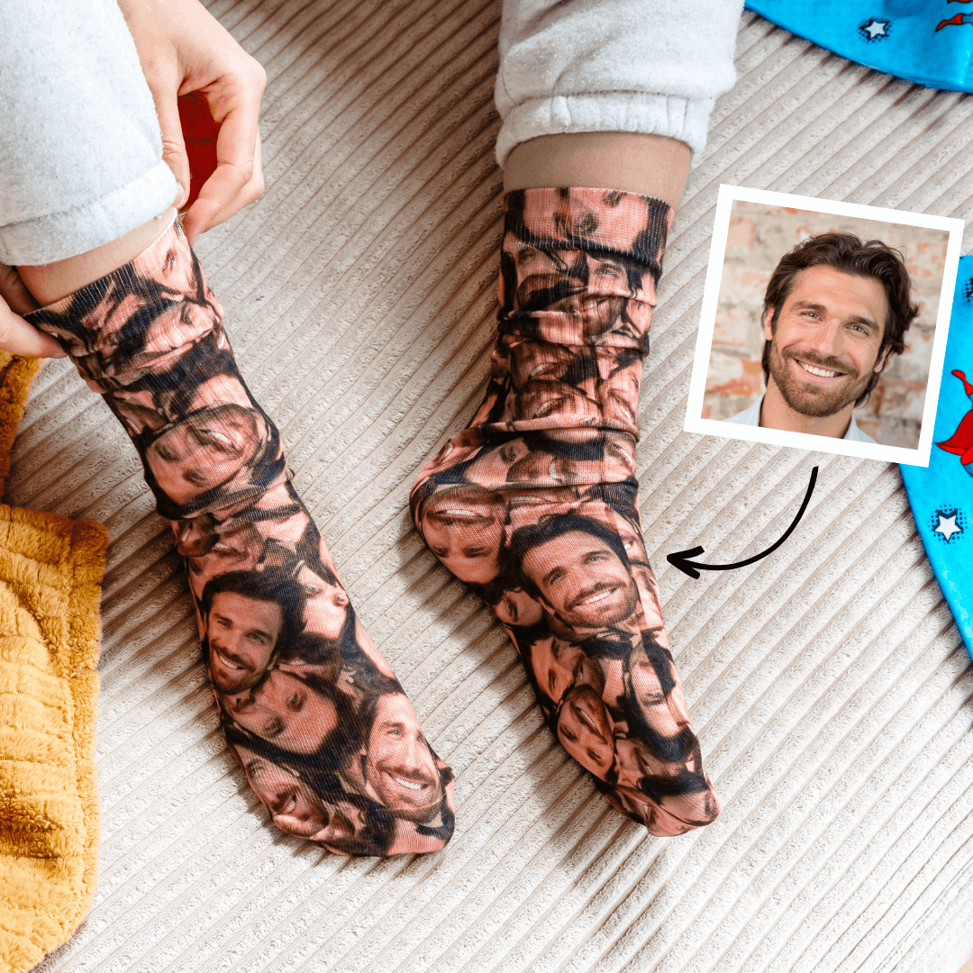 Personalisierbare Socken mit Gesicht, Fotogeschenk, Geburtstagsgeschenk, Geschenk Männer, Geschenk Freund, Geschenk Bruder, Geschenk Frauen, Geschenk Freundin, Geschenk Schwester, Geschenk Mama, Geschenk Papa, Witzige Geschenke, Romantische Geschenke, Hochzeitsgeschenk, Geschenk, Geschenkidee