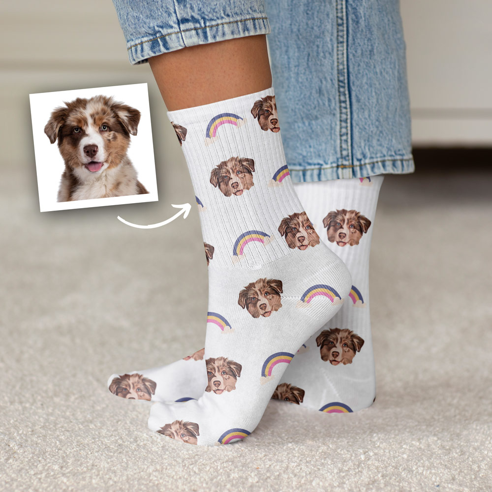 Personalisierbare Socken mit Gesicht im Comic-Style, Weihnachtsgeschenk, Wichtelgeschenk, Geburtstagsgeschenk, Geschenke für Frauen, Geschenke für Freundin, Geschenk für Schwester, Geschenk für Mama